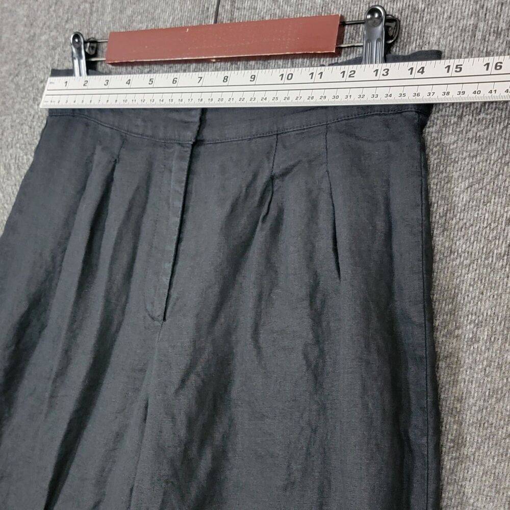 Magaschoni Black Wide Leg Linen Pants - Picture 3 of 11